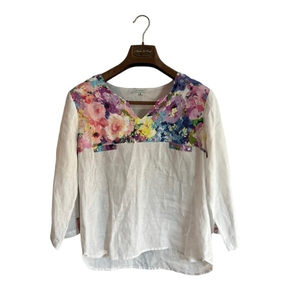 Claudia Morrison Top Tunic Medium V Neck Boho - Picture 2 of 5